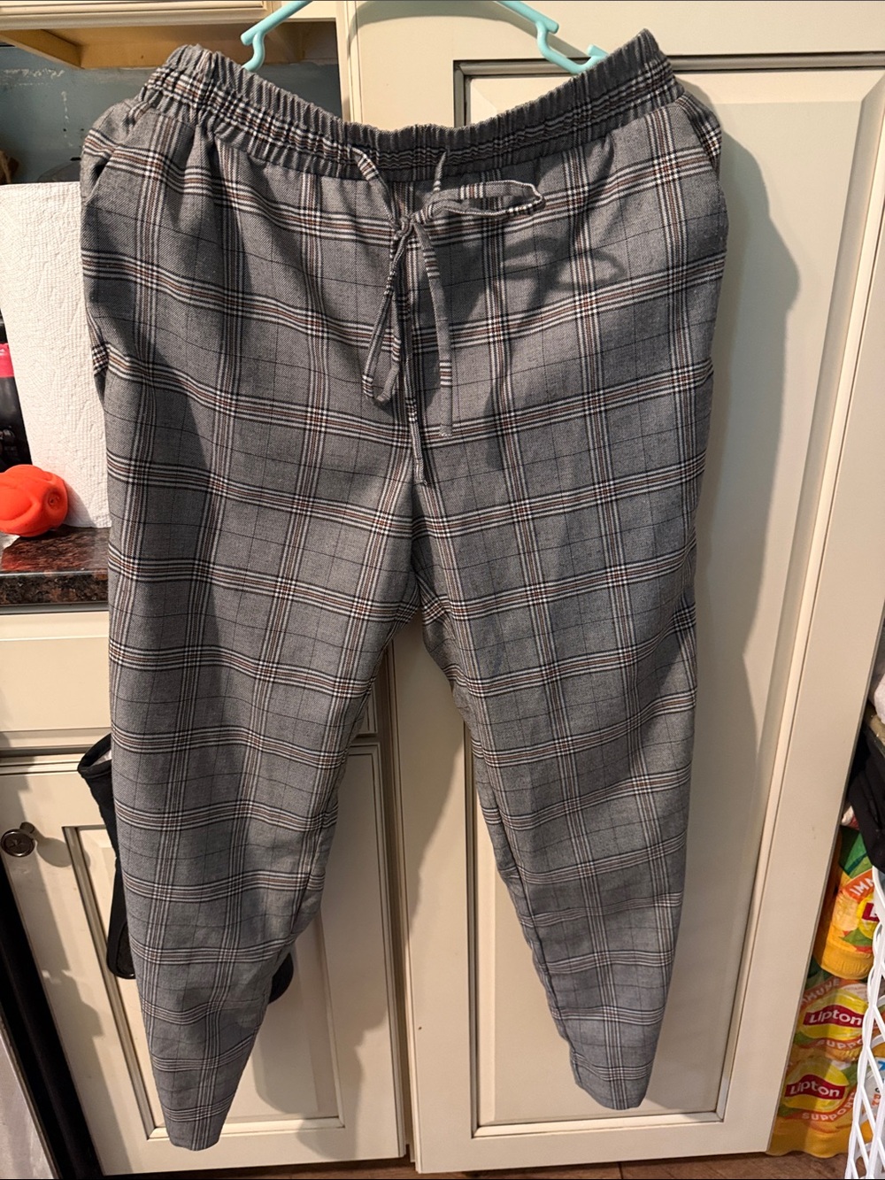 Cartonnier Gray Plaid Drawstring Trousers
